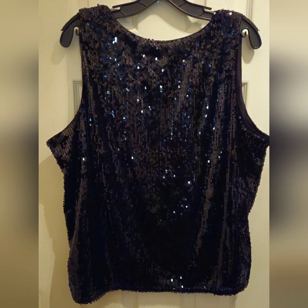 Nine West Black Sequin Sleeveless Tank Top - Size XXL - Picture 2 of 7